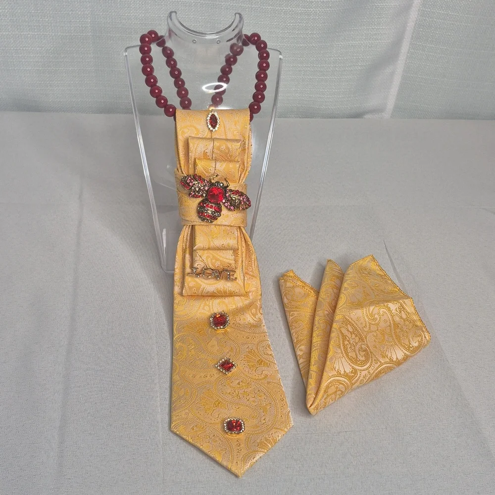 Handcrafted Luxury Fashion Necktie Necklace 📿 (GOLDIE LOCS)